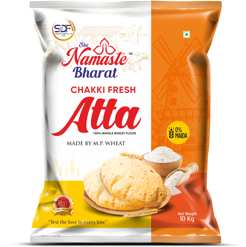Shri Namaste Bharat Chakki Fresh Atta – 100% Whole Wheat Flour | Made from Premium M.P. Wheat